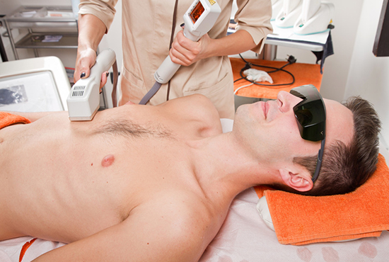 Man receiving laser epilation